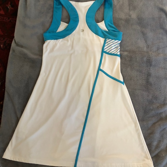 PURE LIME TENNIS DRESS WHITE & TURQUOISE sz S 4/6 - Picture 4 of 8